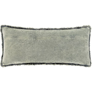 Washed Cotton Velvet 30 X 12 inch Medium Gray Pillow Kit, Lumbar