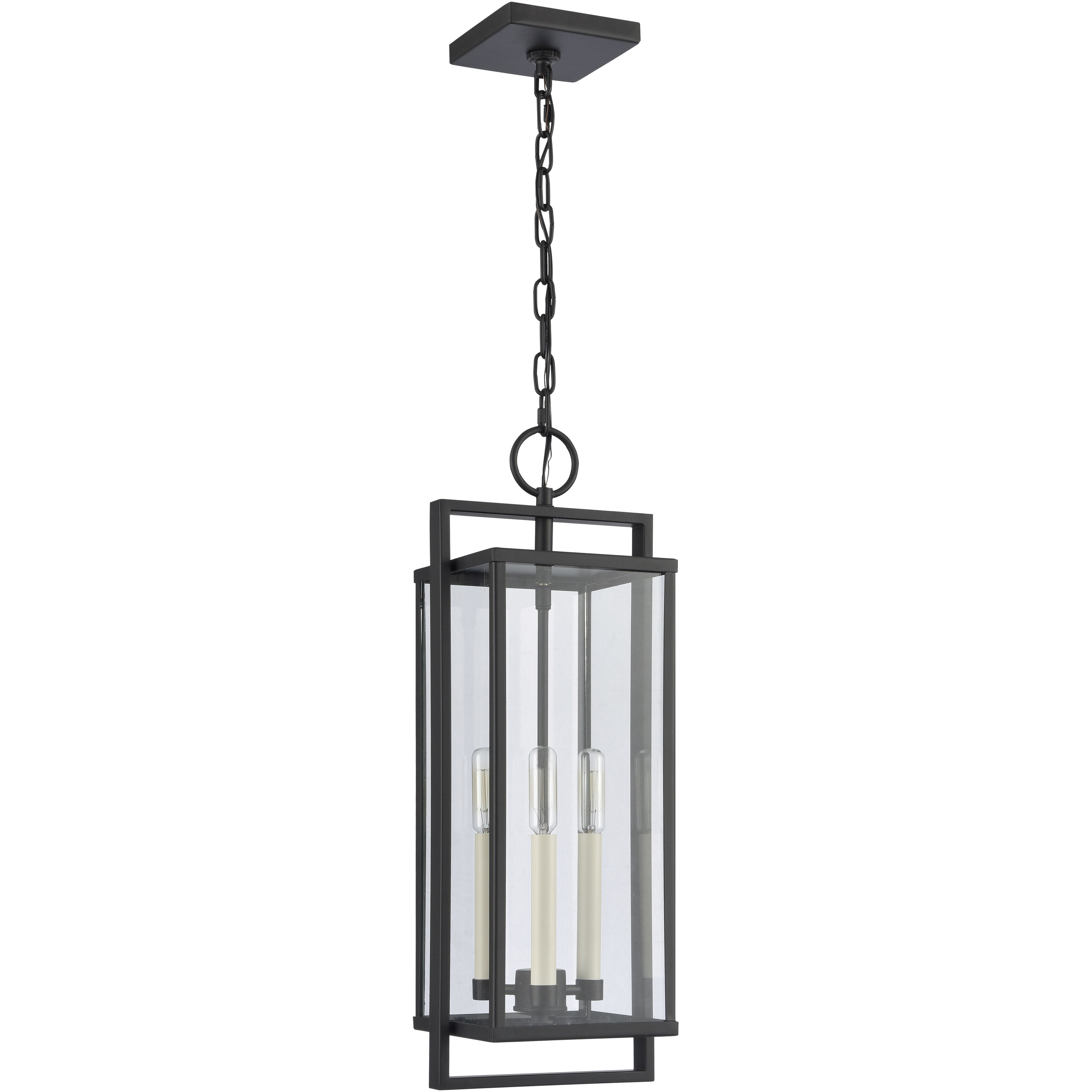 Gladwyn 3 Light 8.25 inch Matte Black with Off White Outdoor Pendant