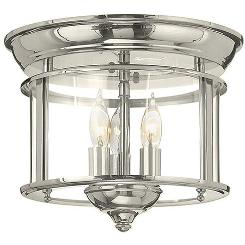Gentry 3 Light 11.5 inch Polished Nickel Indoor Flush Mount Ceiling Light