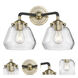 Nouveau Fulton LED 15 inch Black Antique Brass Bath Vanity Light Wall Light in Clear Glass, Nouveau