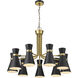 Soriano 9 Light 32 inch Matte Black and Heritage Brass Chandelier Ceiling Light