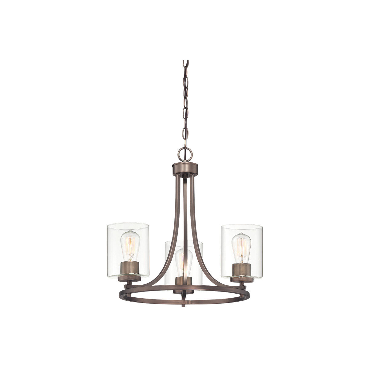 Liam 3 Light 20 inch Satin Copper Bronze Chandelier Ceiling Light