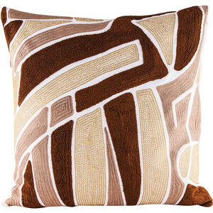 Brown Neutrals 24 inch Embroidery Pillow Cover