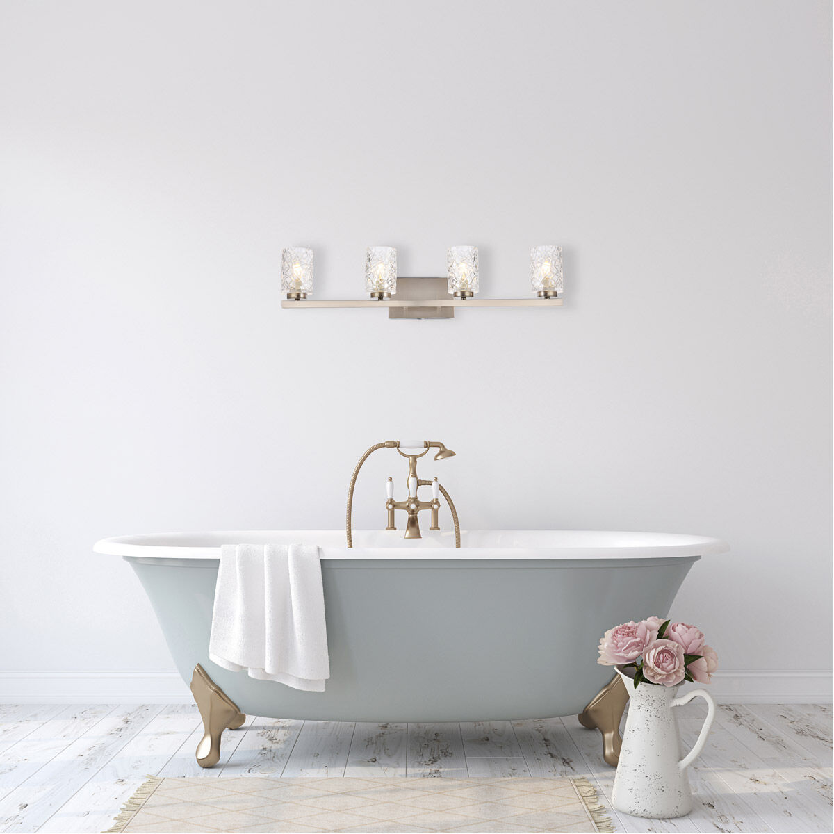 Cassie 4 Light 32 inch Stain Nickel Bath Sconce Wall Light