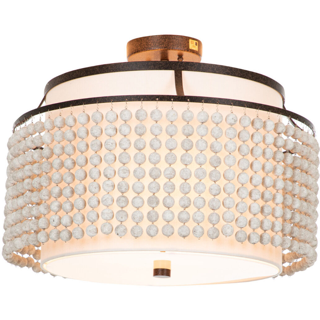 Joanna 2 Light 20.75 inch Venetian Rust / Distressed Ivory / Feather White Linen / White Acrylic Semi-Flush Mount Ceiling Light