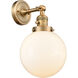 Franklin Restoration Large Beacon 1 Light 8 inch Brushed Brass Sconce Wall Light in Matte White Glass, Franklin Restoration