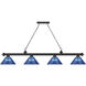 Cordon 4 Light 81.25 inch Matte Black Billiard Ceiling Light in Dark Blue Acrylic