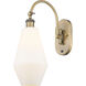 Ballston Cindyrella LED 7 inch Brushed Brass Sconce Wall Light in Matte White Glass