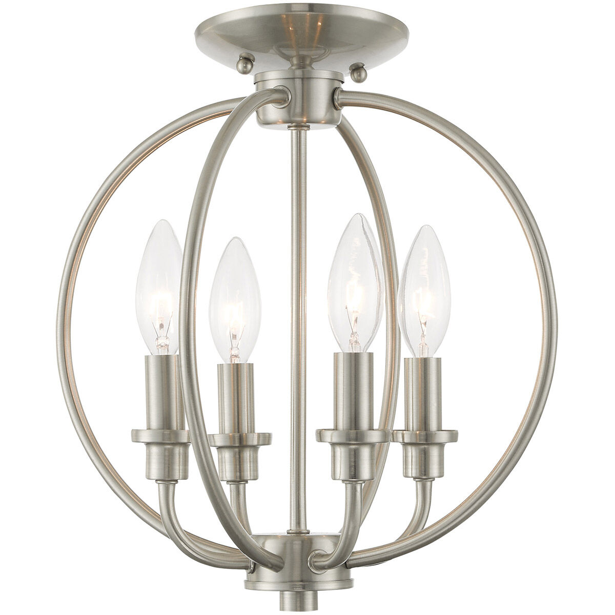 Milania 4 Light 13 inch Brushed Nickel Convertible Mini Chandelier/Ceiling Mount Ceiling Light