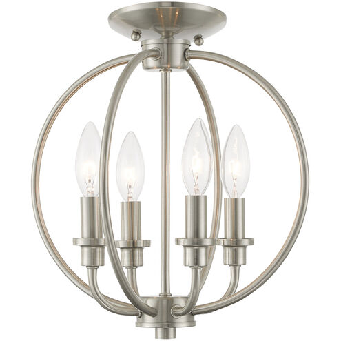 Milania 4 Light 13 inch Brushed Nickel Convertible Mini Chandelier/Ceiling Mount Ceiling Light
