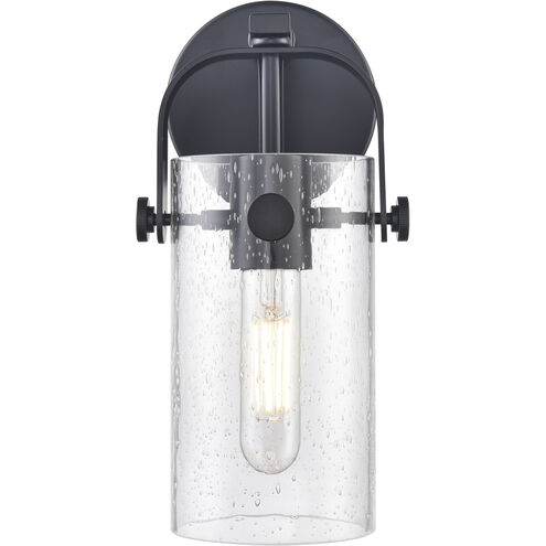 Pilaster II Cylinder 1 Light 4.5 inch Matte Black Sconce Wall Light in Seedy Glass