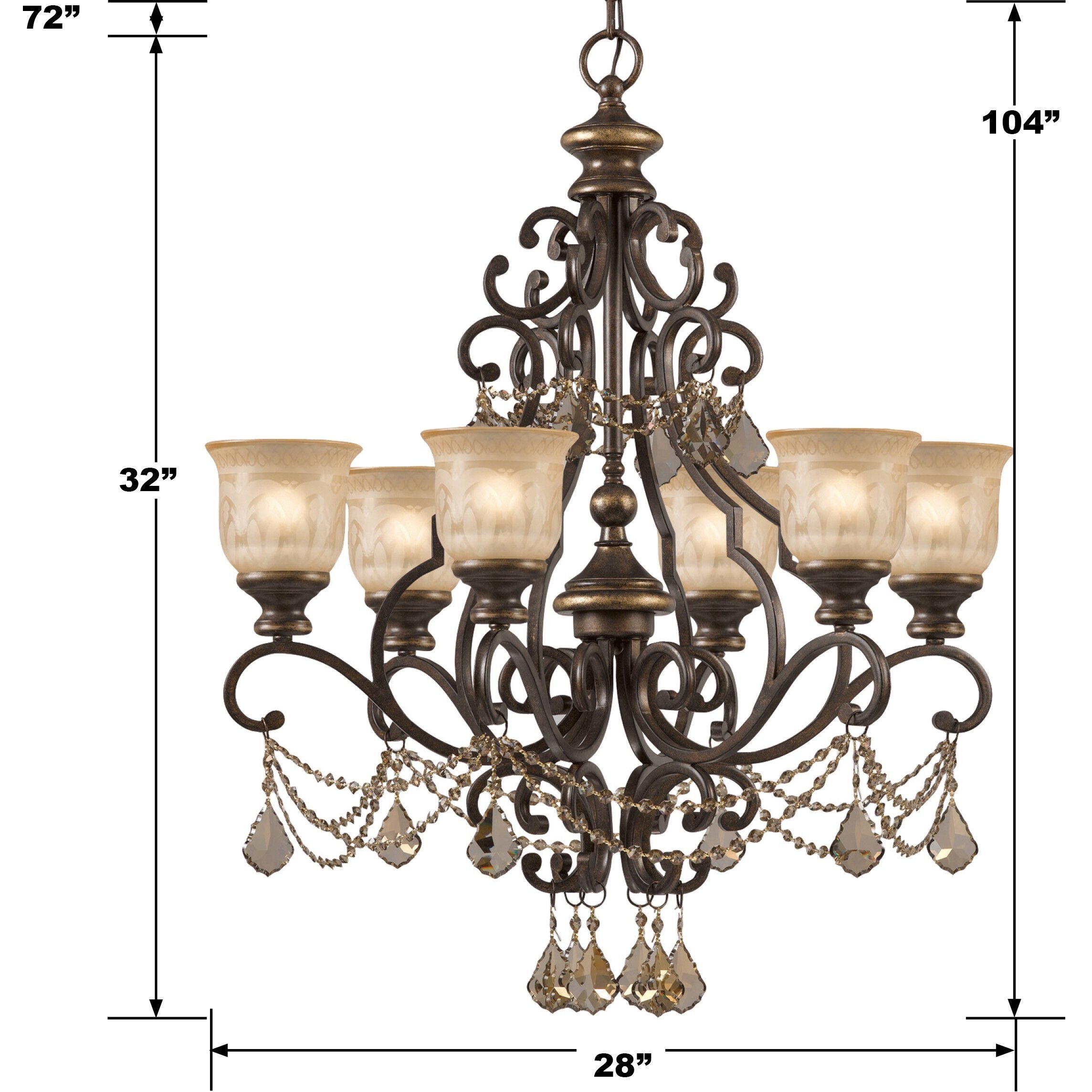 Norwalk 6 Light 28 inch Bronze Umber Chandelier Ceiling Light in Golden Teak Hand Cut