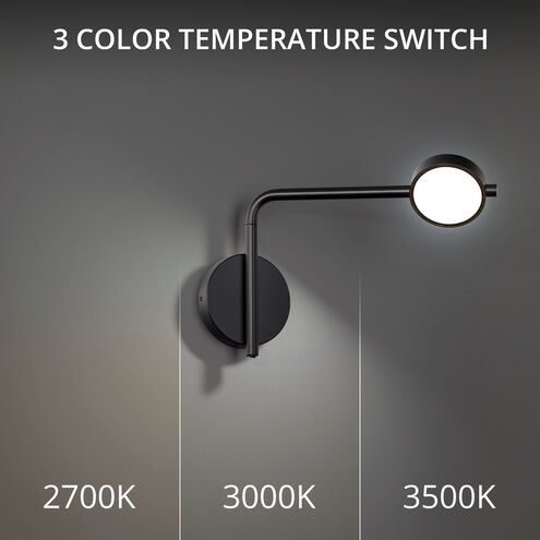 Elbo Reading Light Wall Light in 3000K, Black, dweLED