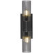 Empire 2 Light 18.5 inch Matte Black Bath Vanity Light Wall Light in Plated Smoke Glass