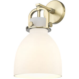 Newton Bell 1 Light 8 inch Brushed Brass Sconce Wall Light in Matte White Glass