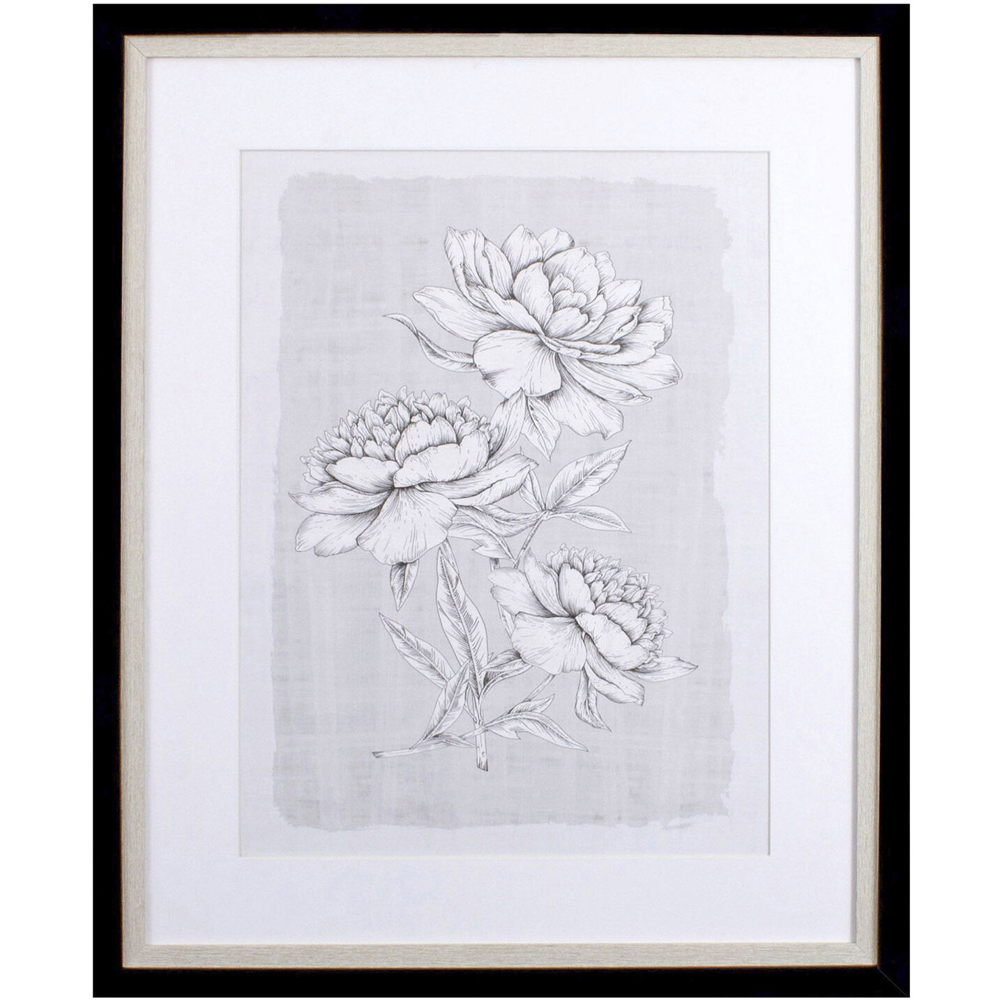 Botanical Linen Black and White and Gray Framed Art, Propac