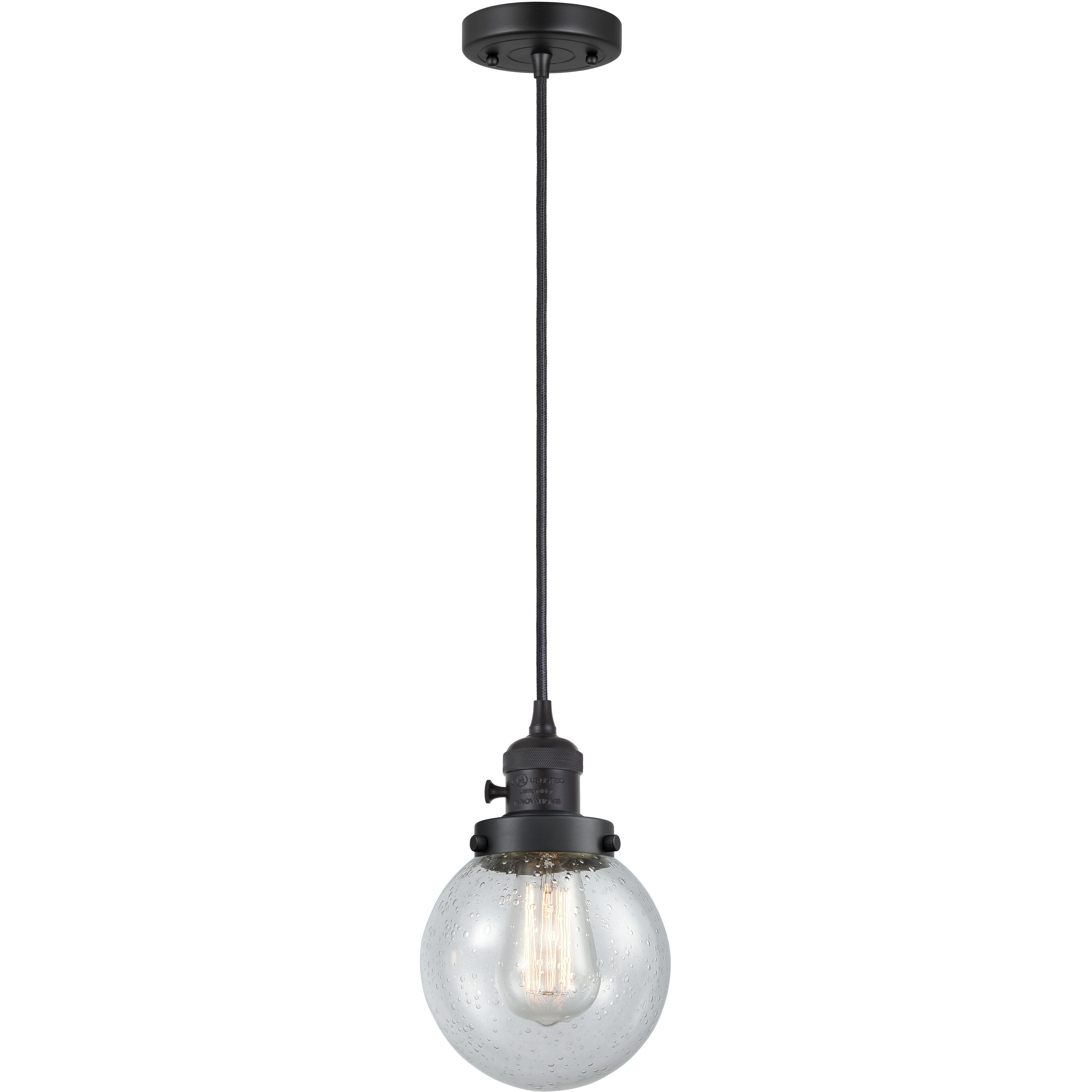 Franklin Restoration Beacon LED 6 inch Matte Black Mini Pendant Ceiling Light in Seedy