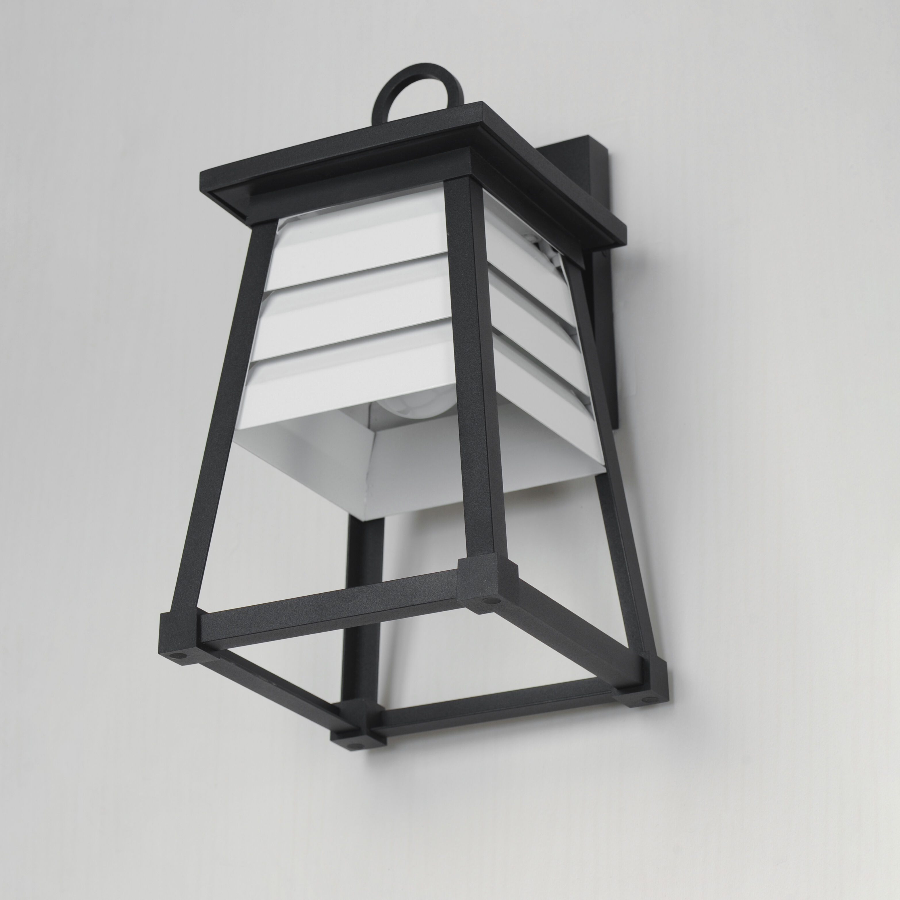 Shutters 1 Light 14 inch Black Outdoor Wall Mount in White