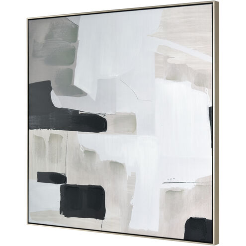 Blanc Abstract Cream with Black and Gold Framed Wall Art, II