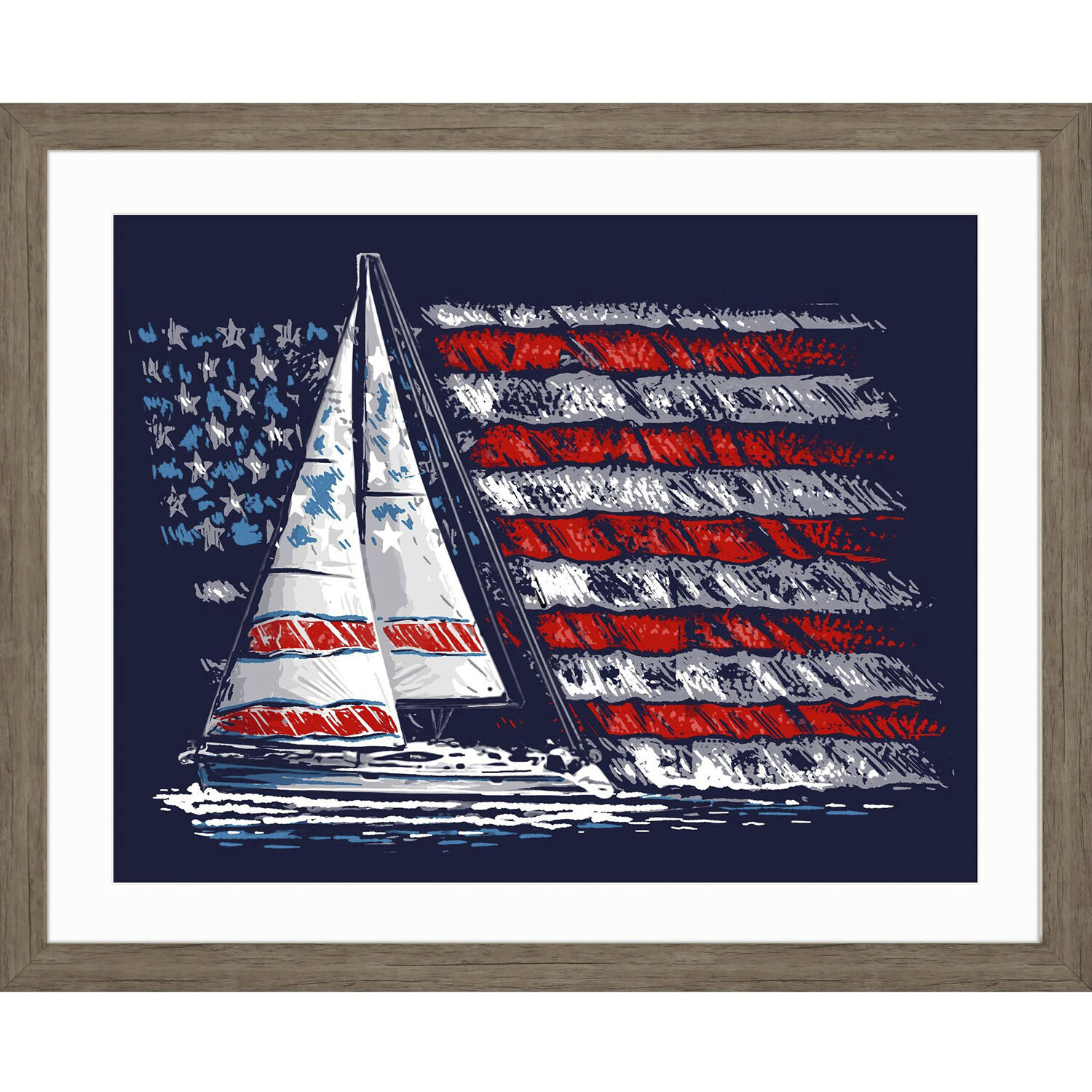 Sporting Blue and Red and White Framed Art, Propac