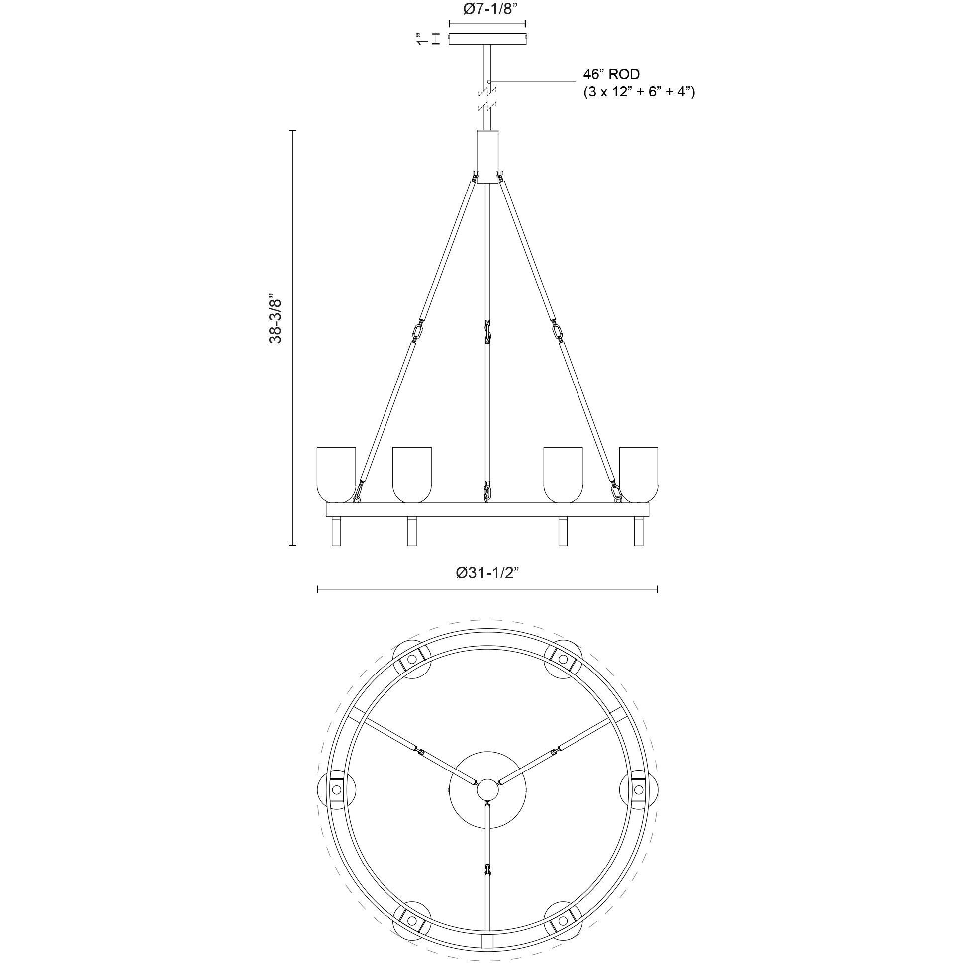 Lucian 6 Light 31.5 inch Vintage Brass Chandelier Ceiling Light in Clear Glass