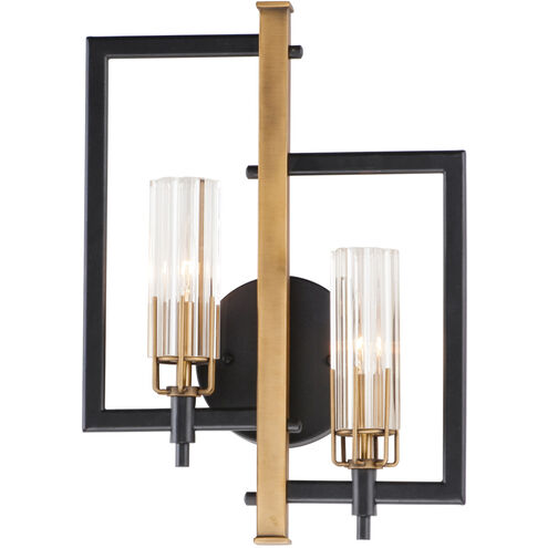 Flambeau 2 Light 13 inch Black/Antique Brass ADA Wall Sconce Wall Light