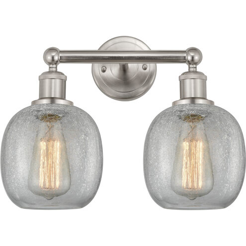 Edison Belfast 2 Light 15 inch Brushed Satin Nickel Bath Vanity Light Wall Light in Clear Crackle Glass