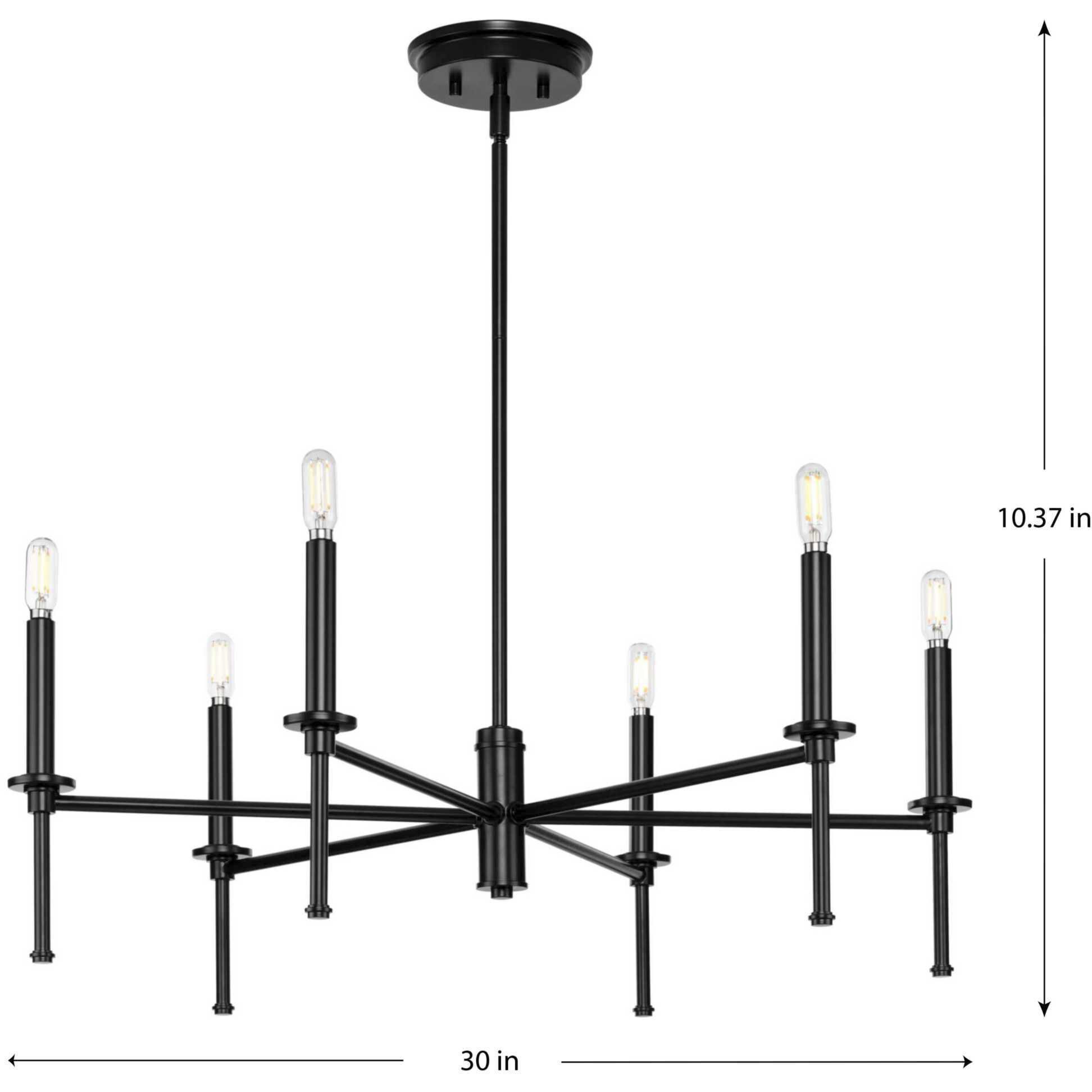 Elara 6 Light 30 inch Matte Black Chandelier Ceiling Light