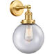 Franklin Restoration Large Beacon LED 8 inch Satin Gold Sconce Wall Light in Clear Glass, Franklin Restoration