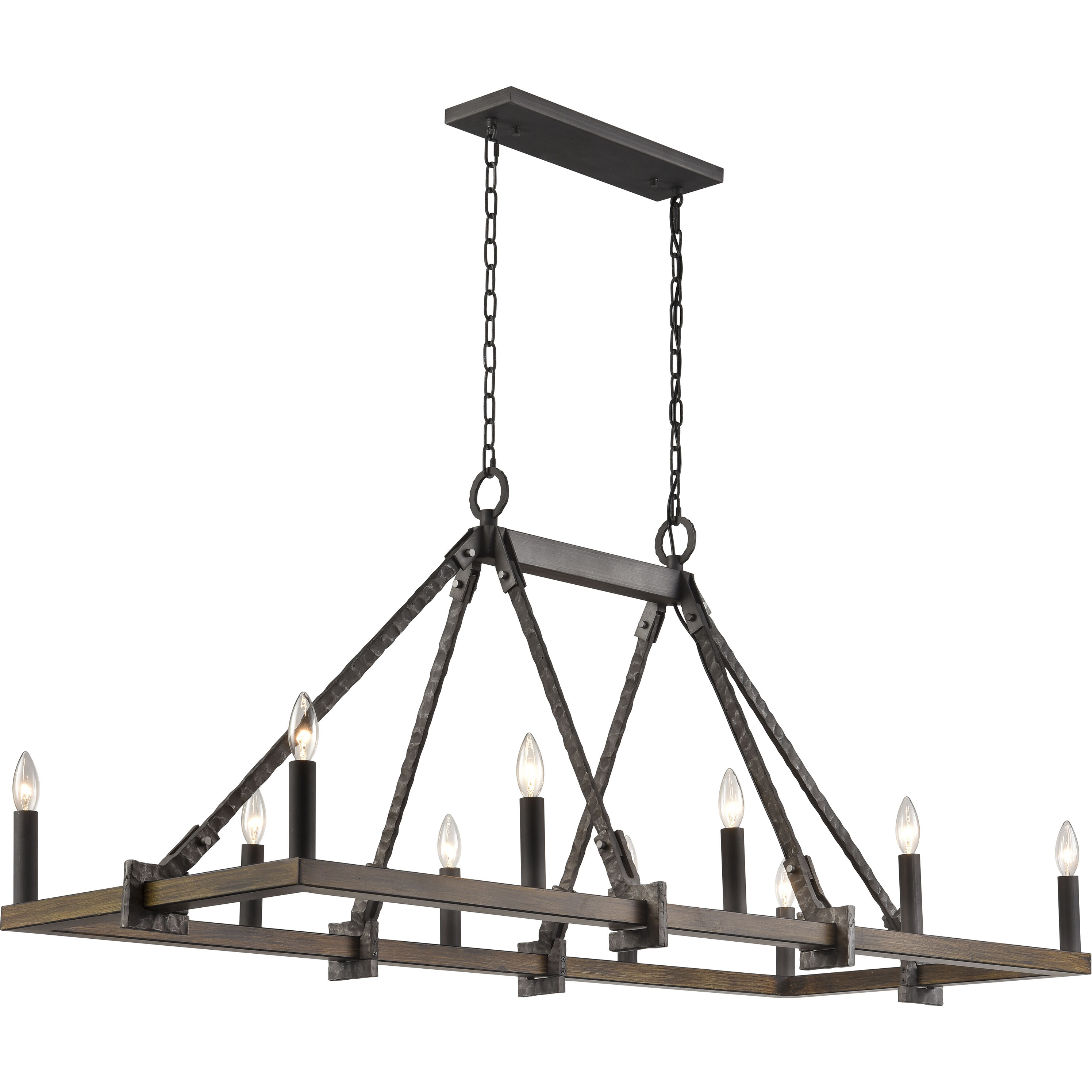 Harwell 10 Light 56 inch Antique Millwood Linear Chandelier Ceiling Light