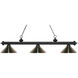 Riviera 3 Light 57.25 inch Matte Black Billiard Ceiling Light in Metal Brushed Nickel, 12.35