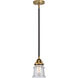 Nouveau 2 Small Canton 1 Light 5 inch Black Antique Brass and Matte Black Mini Pendant Ceiling Light in Seedy Glass