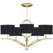 Allegretto 5 Light 29 inch Gold Chandelier Ceiling Light in Gold Leaf, Black Fabric