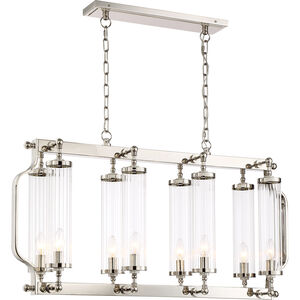 Regis 8 Light 10 inch Polished Nickel with Fluted Glass Chandelier Ceiling Light