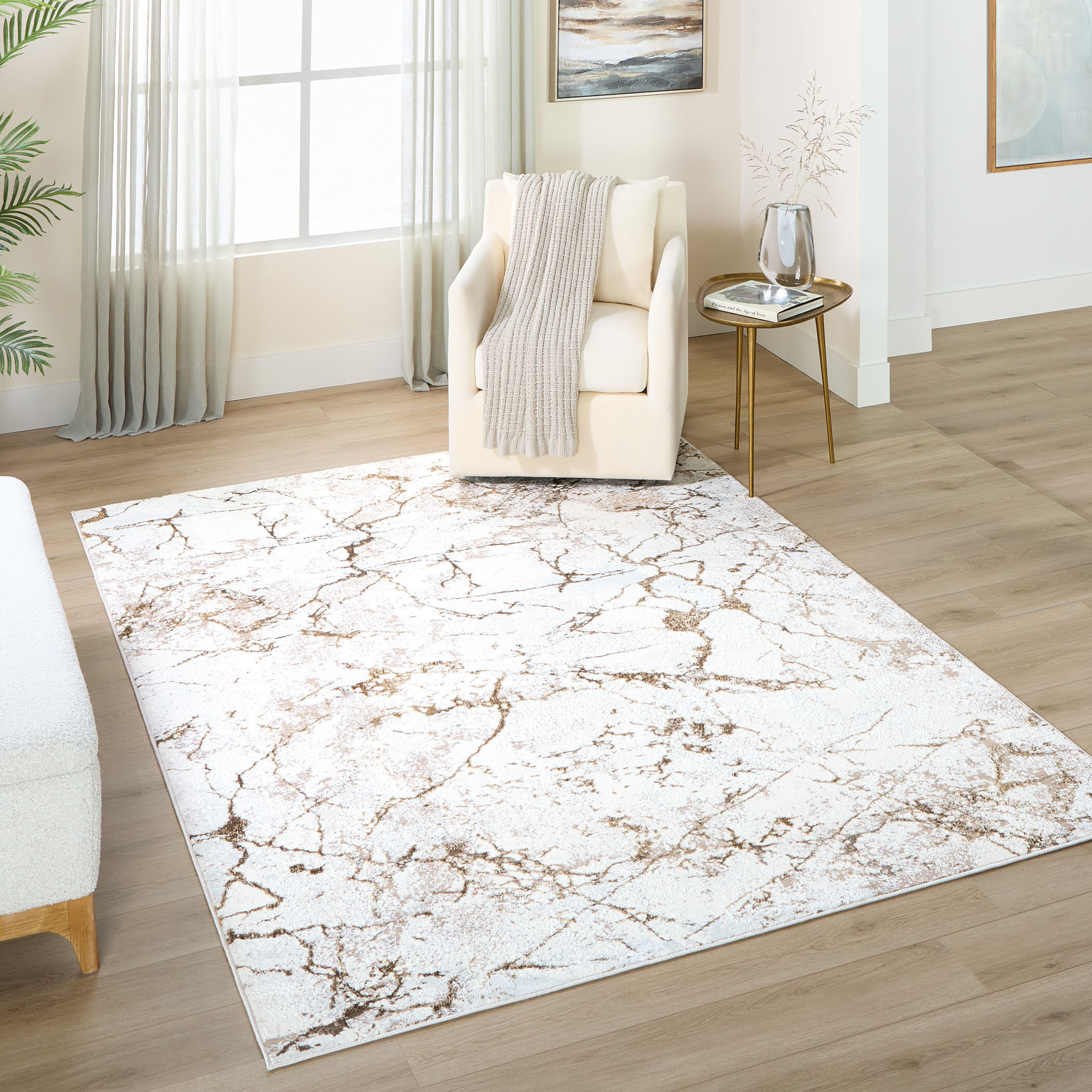 Livia 90 X 63 inch Gold Rug in 5 x 7