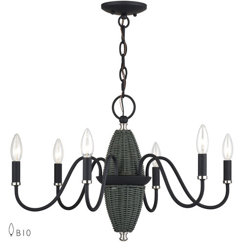Laurelin 6 Light 24 inch Black with Brushed Nickel Accents Chandelier Ceiling Light
