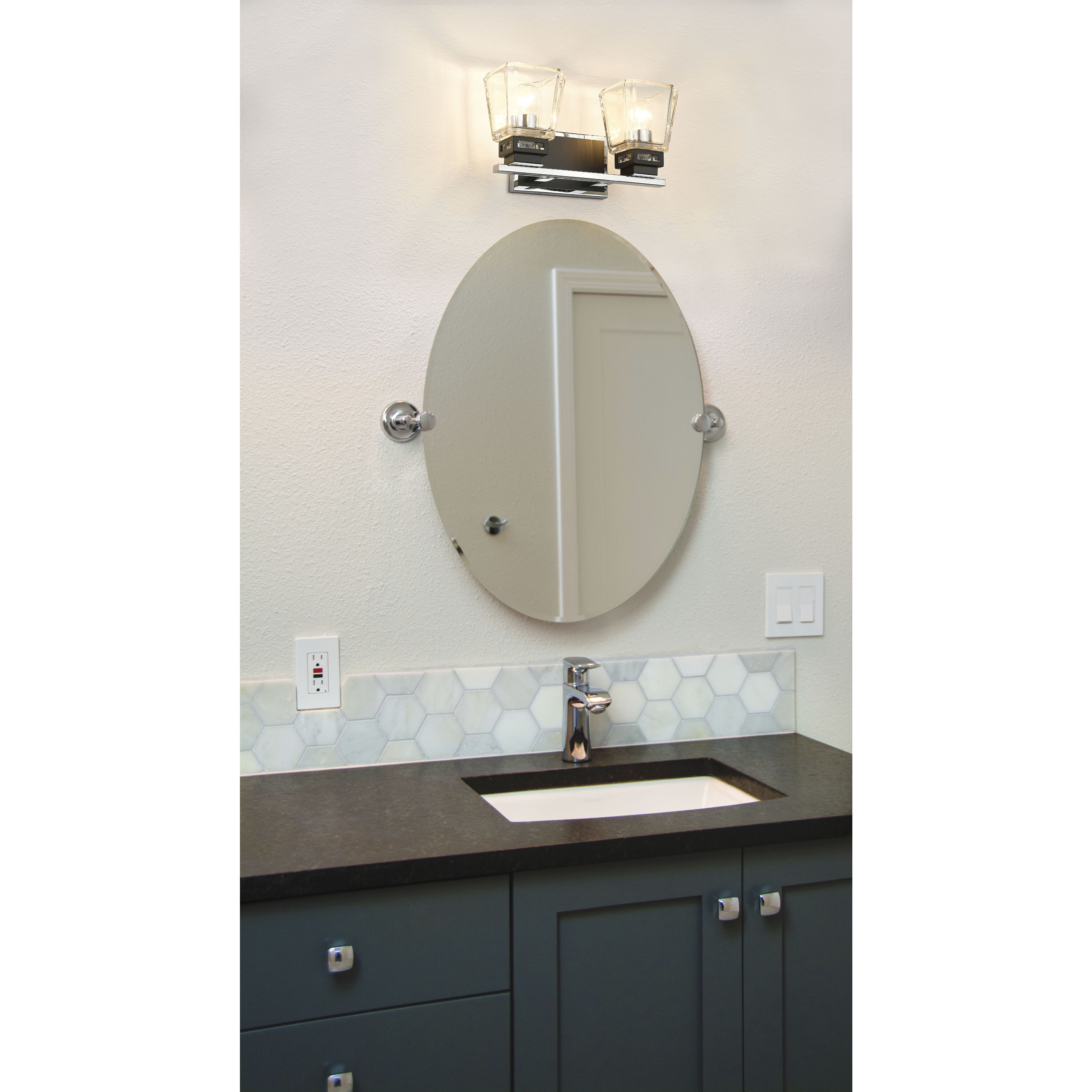 Jackson 2 Light 14.25 inch Chrome and Matte Black Vanity Wall Light