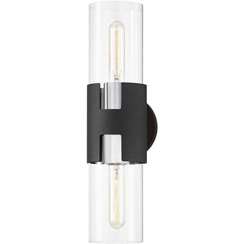 Amado 2 Light 5 inch Polished Nickel/Texture Black Wall Sconce Wall Light in Polished Nickel/Textured Black