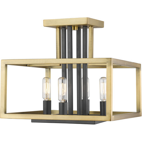 Quadra 4 Light 12 inch Olde Brass and Bronze Semi Flush Mount Ceiling Light in 5.61