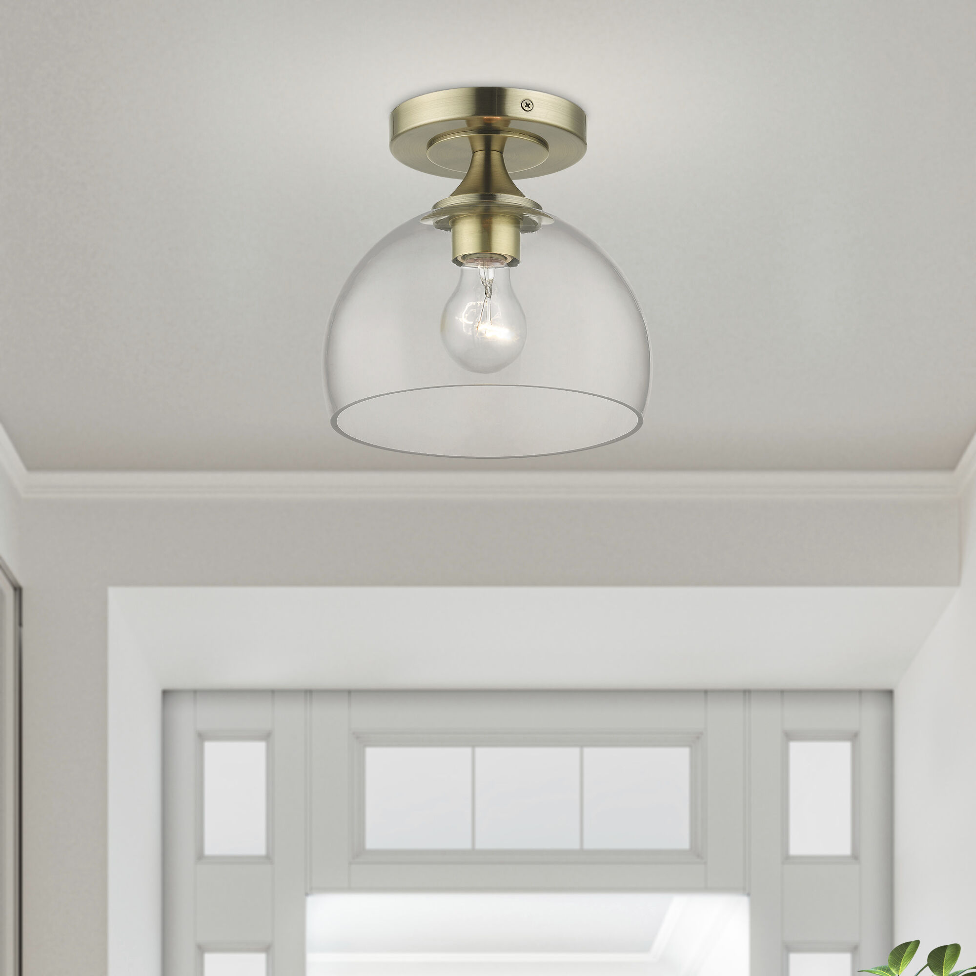 Glendon 1 Light 8.25 inch Antique Brass Semi-Flush Ceiling Light