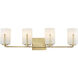 Dart 4 Light 29.75 inch Natural Aged Brass Bath Vanity Wall Light