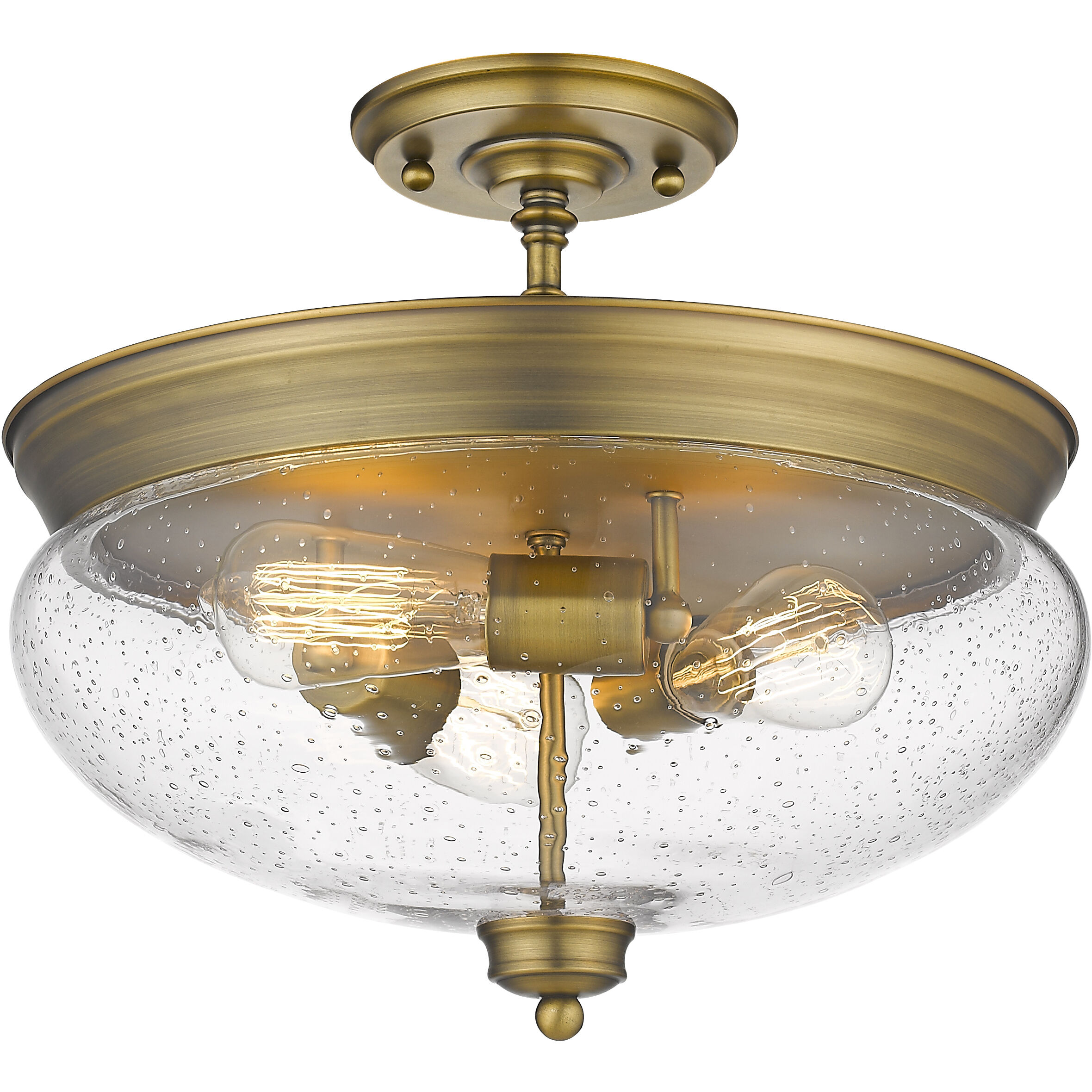 Amon 3 Light 15 inch Heritage Brass Semi Flush Mount Ceiling Light in 5.75