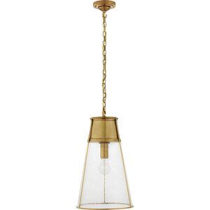Thomas O'Brien Robinson 1 Light 11.75 inch Hand-Rubbed Antique Brass Pendant Ceiling Light in Seeded Glass, Large