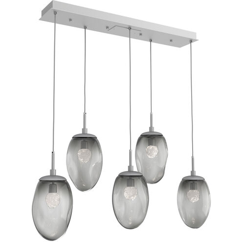 Meteo LED LED Classic Silver Linear Pendant Ceiling Light in 3000K LED, Floret Inner - Smoke Outer, Multi-Pendant