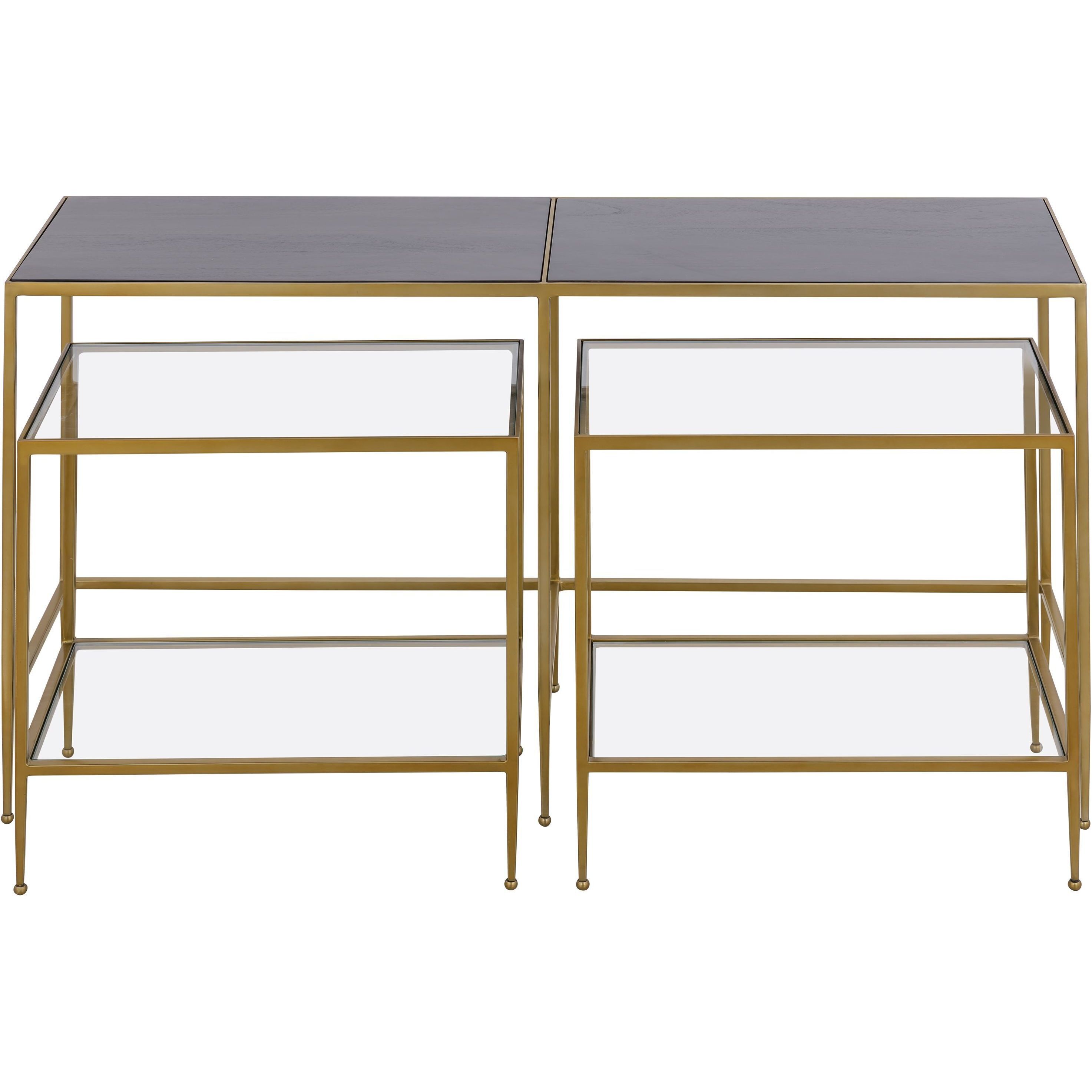 Carrick 52 X 15 inch Dark Brown with Brass and Clear Nesting Console Table, Set of 3