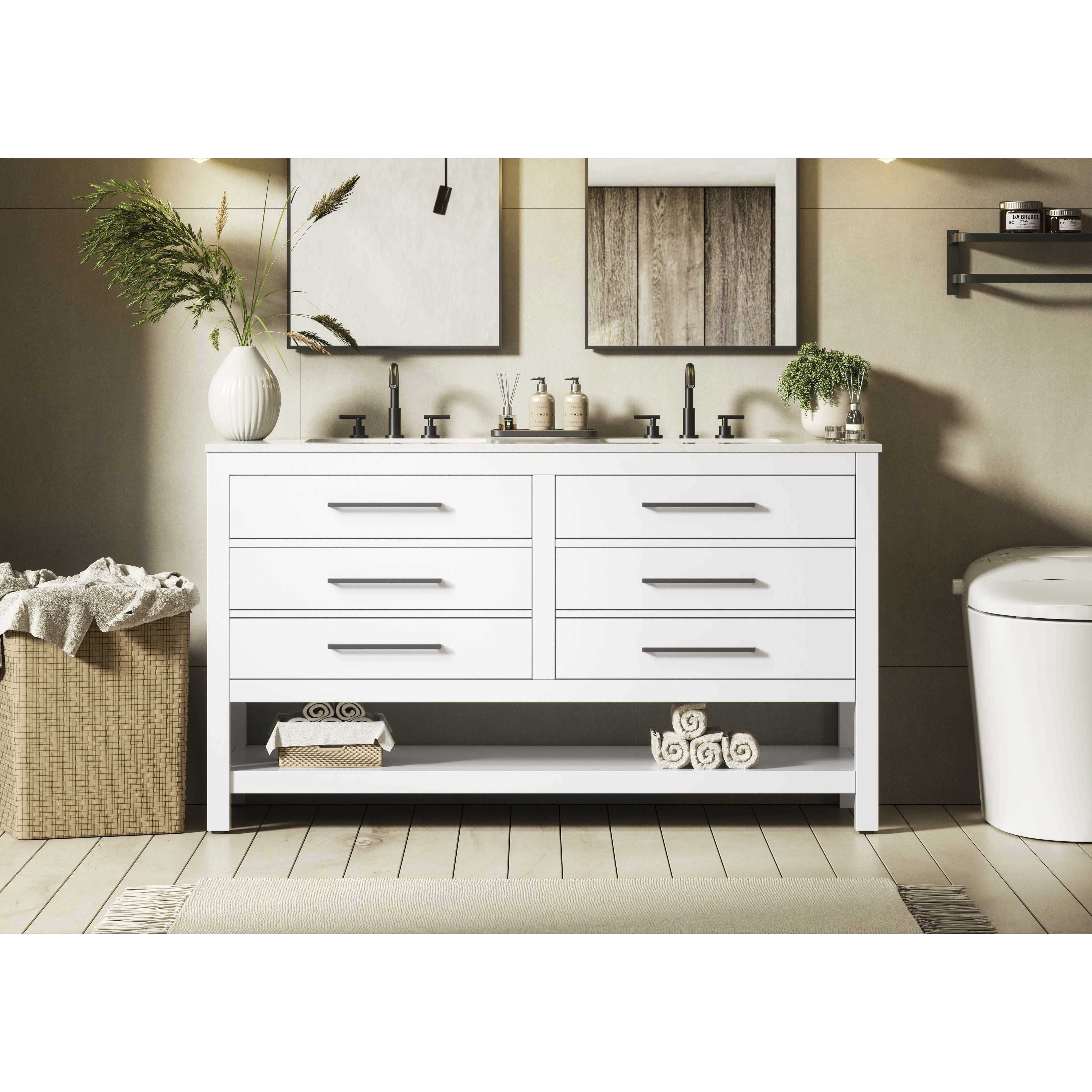 Karson 60 X 34 inch White Bathroom Vanity Cabinet