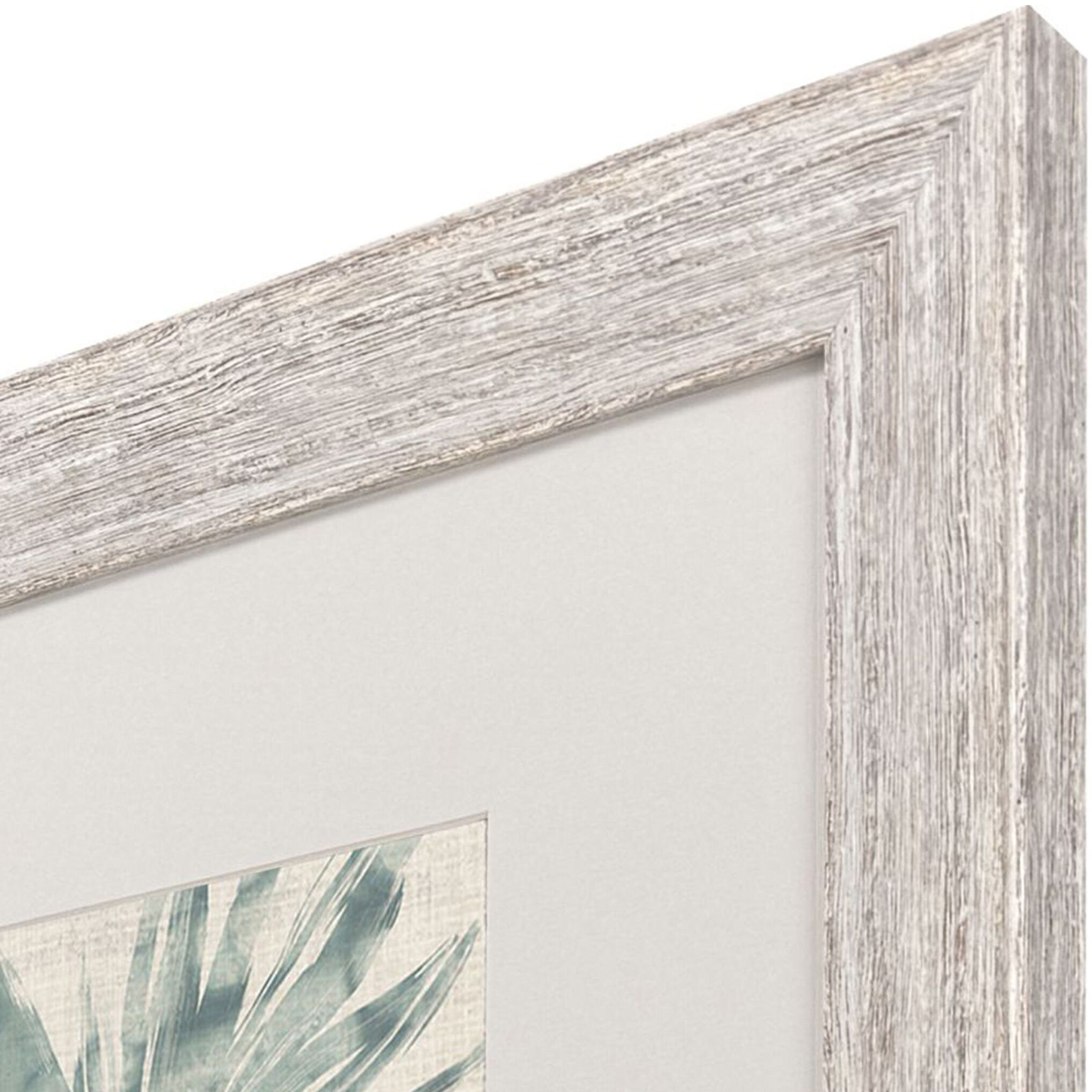 Burlap Ocean Palm Green and Gray Framed Art, Propac