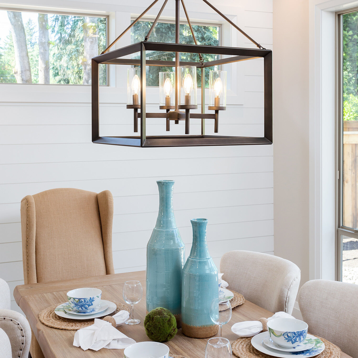 Smyth 21 inch 60.00 watt Gunmetal Bronze Chandelier Ceiling Light in Clear Glass