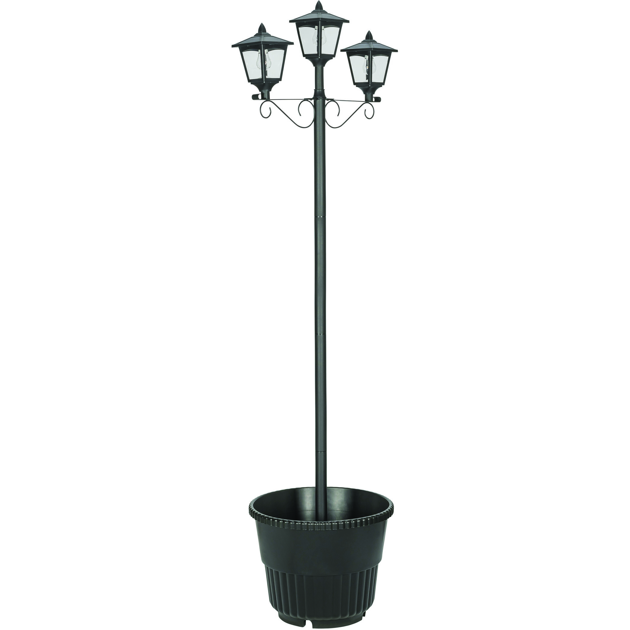Triple Head 3 Light 78.5 inch Black Post Light, Solar