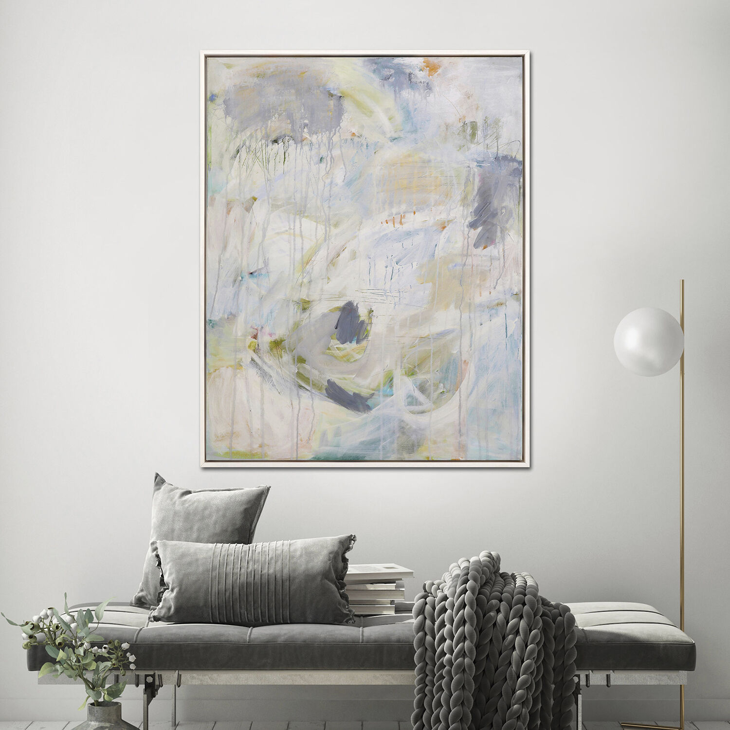 Abstract Blue and Beige and Neutral and Purple Canvas